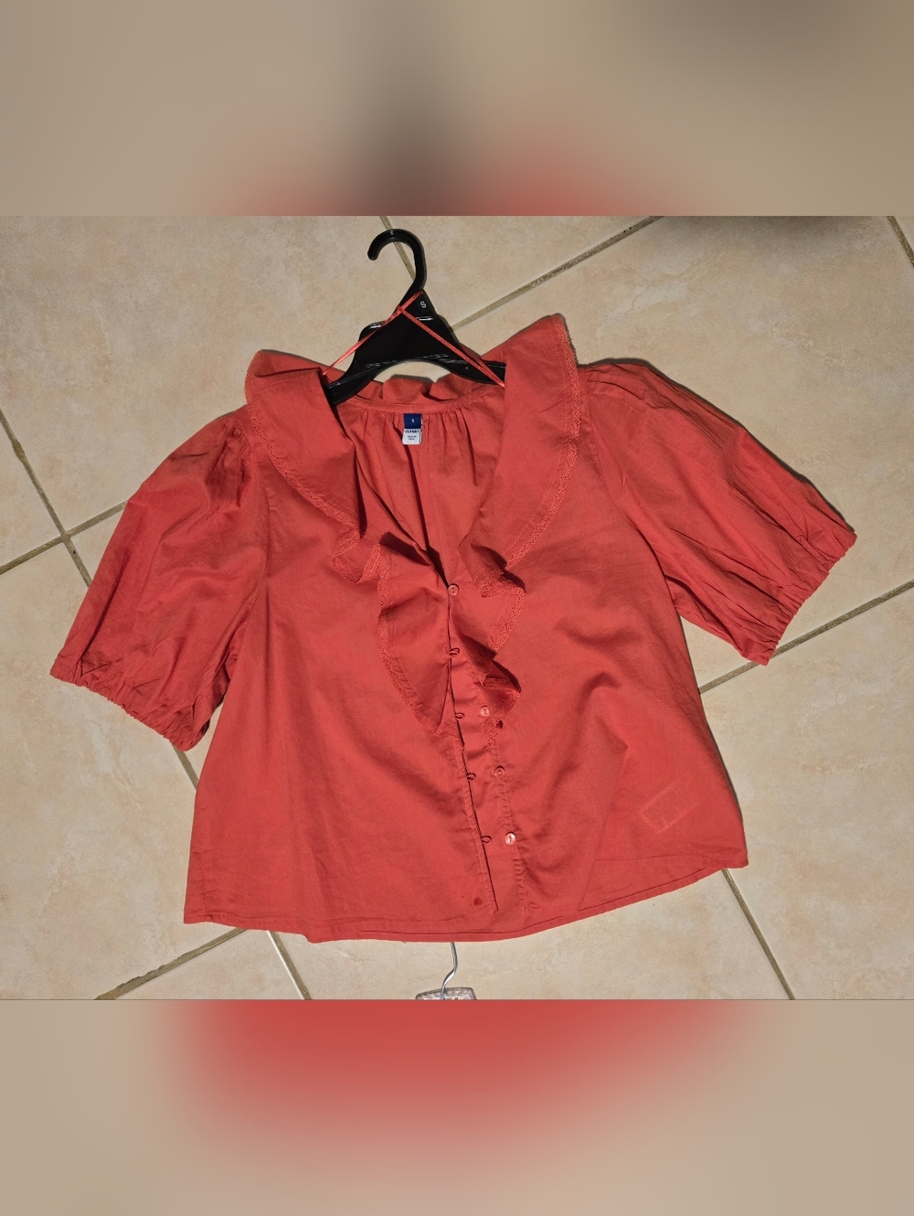 Old Navy Coral Ruffle Button-Front Blouse